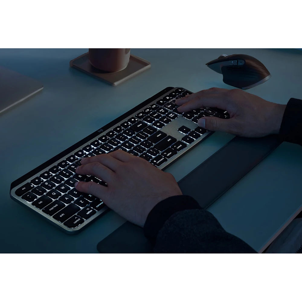 Logitech MX Keys S Combo for Mac, Wireless Keyboard, Mouse, Palm Rest - Space Grey