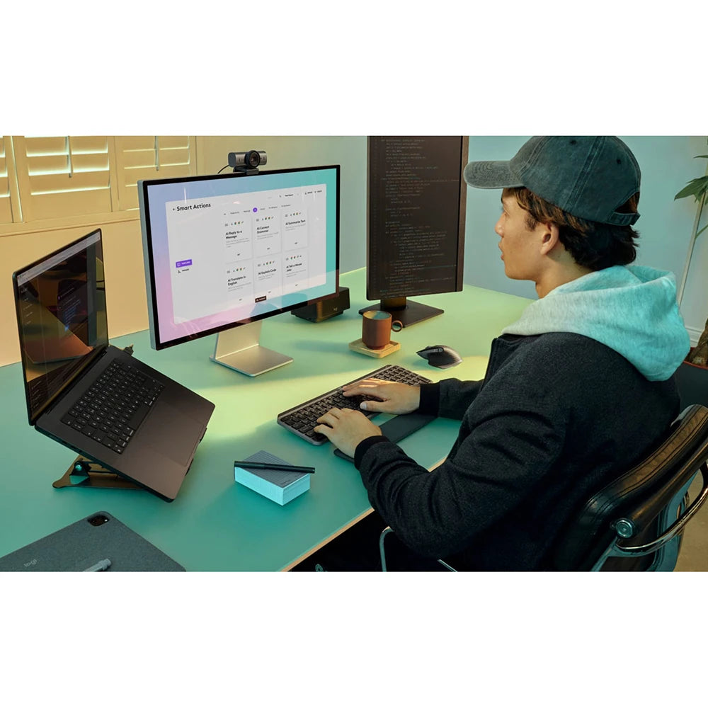 Logitech MX Keys S Combo for Mac, Wireless Keyboard, Mouse, Palm Rest - Space Grey