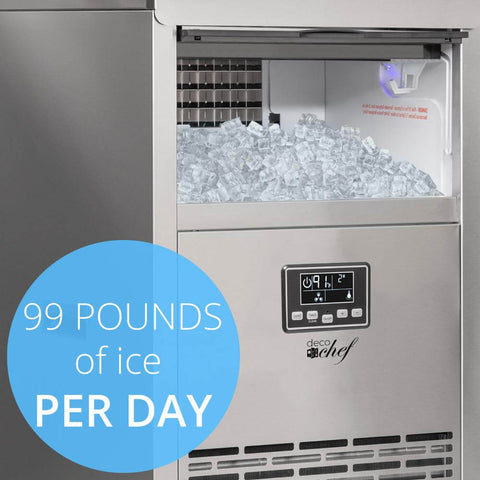 Deco Chef High-Capacity Ice Maker, 99lb Per Day, 33lb Storage Capacity, Stainless Steel