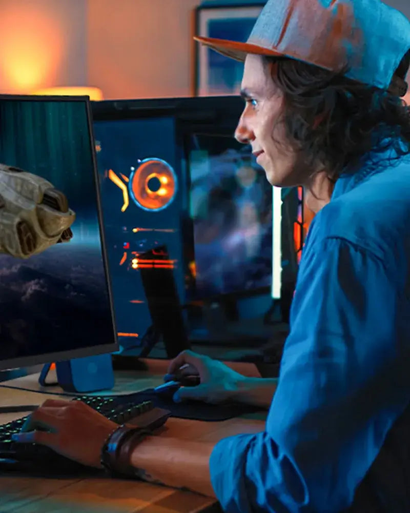 man-playing-game-on-monitor