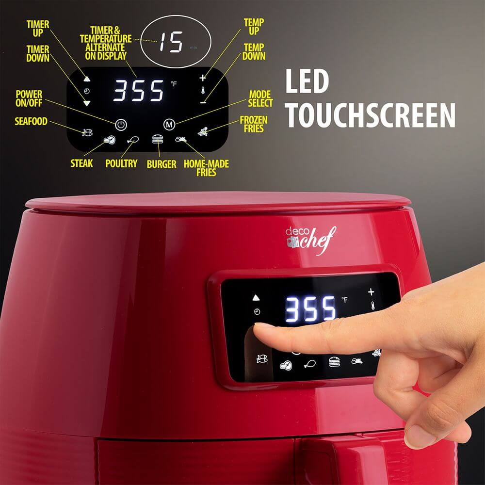 Deco Chef Red Fryer Touchscreen