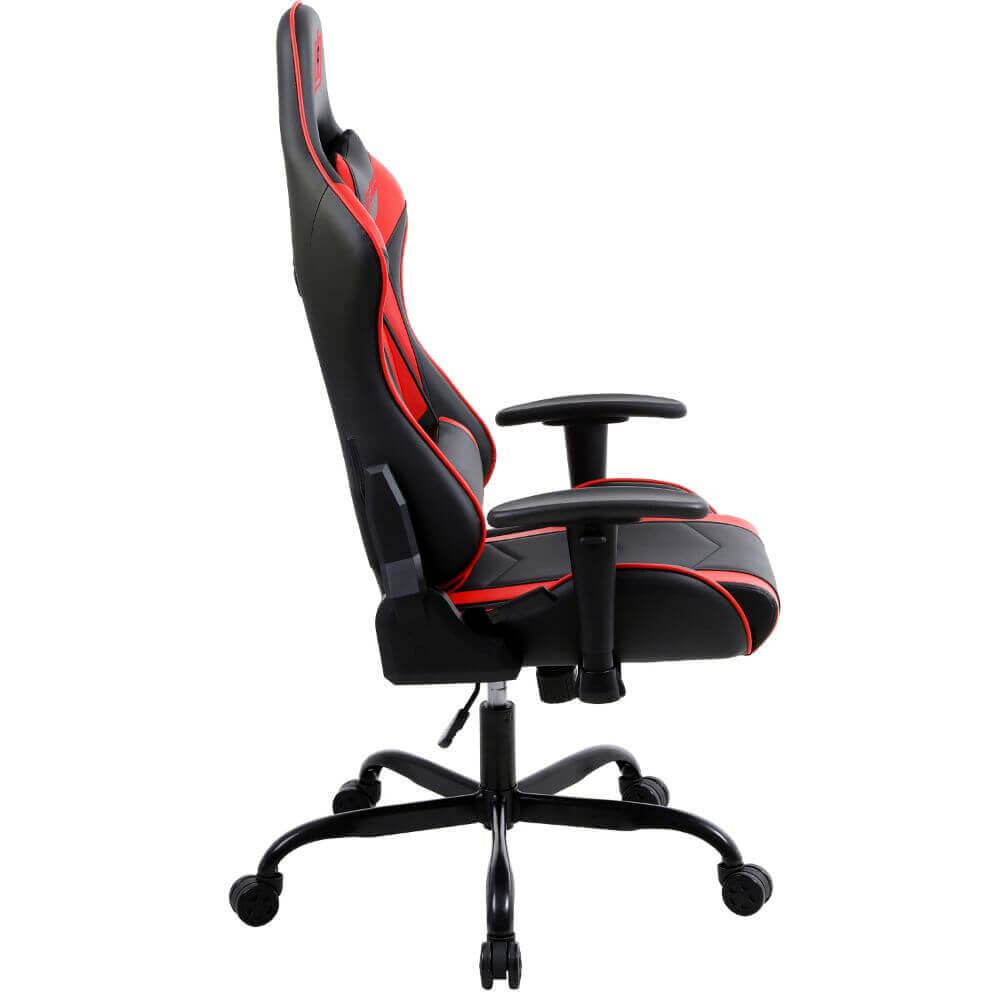 Deco Gear DGCH02 Red Ergonomic Foam Gaming Computer Chair with Adjustable Head and Lumbar Support, Hydraulic Seat Adjustment, Adjustable Armrests, 360-Degree Spin, Rolling Caster Wheels - DecoGear