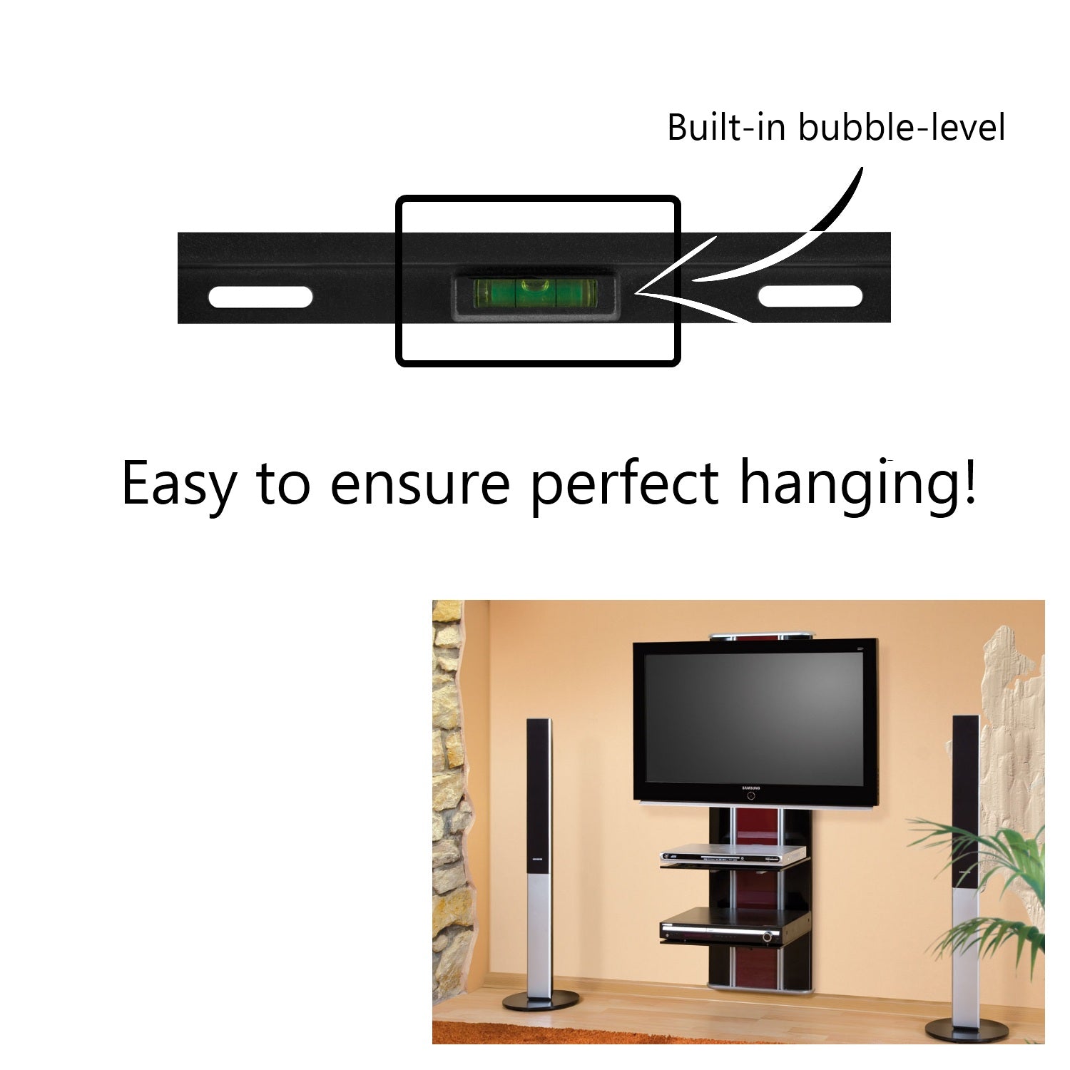 Deco Mount Slim FLAT Wall Mount Bundle for 19 to 45 inch TV's with Built-in Bubble Leveler, 2 HDMI Cables, Screen Cleaning Kit, and More - Deco Gear