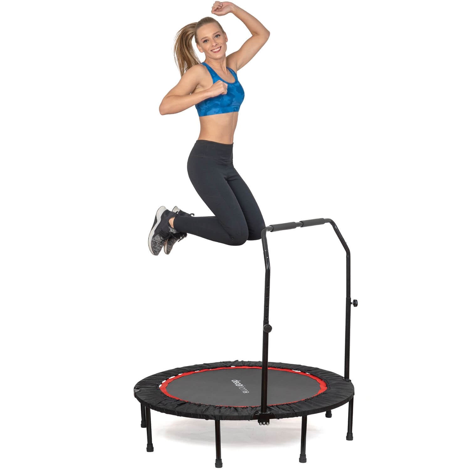 Deco Home 48-inch Indoor/Outdoor Fitness Trampoline, Folding Mini Rebounder with Adjustable Handle Bar, Durable Steel Construction - DecoGear