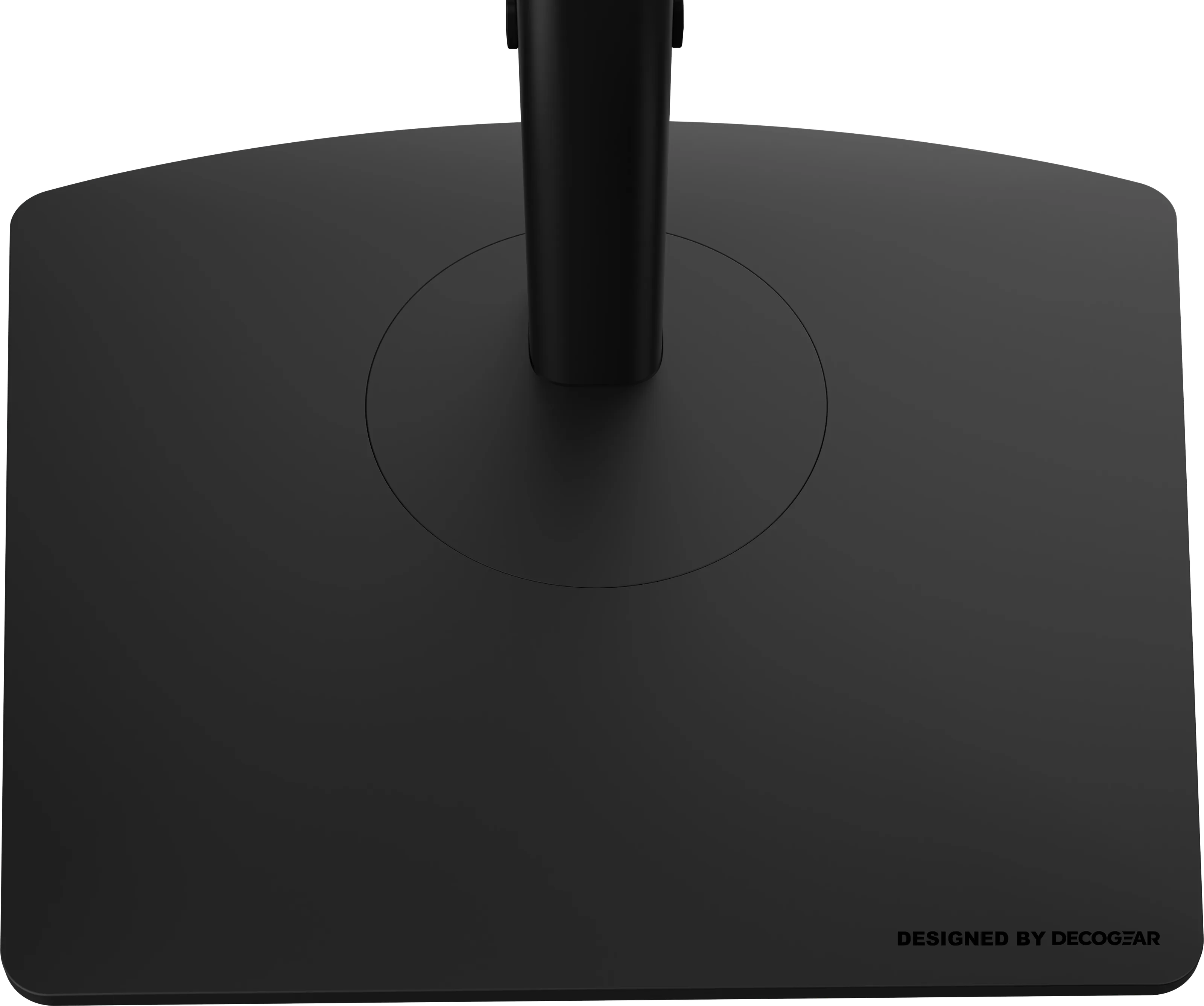 The square base plate with its swivel ring, printed DESIGNED BY DECOGEAR