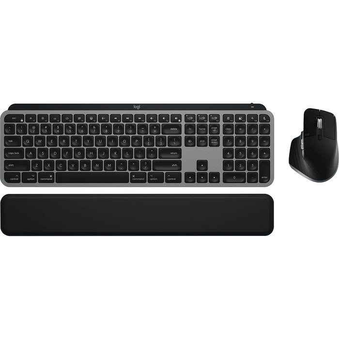 Logitech MX Keys S Combo for Mac, Wireless Keyboard, Mouse, Palm Rest - Space Grey