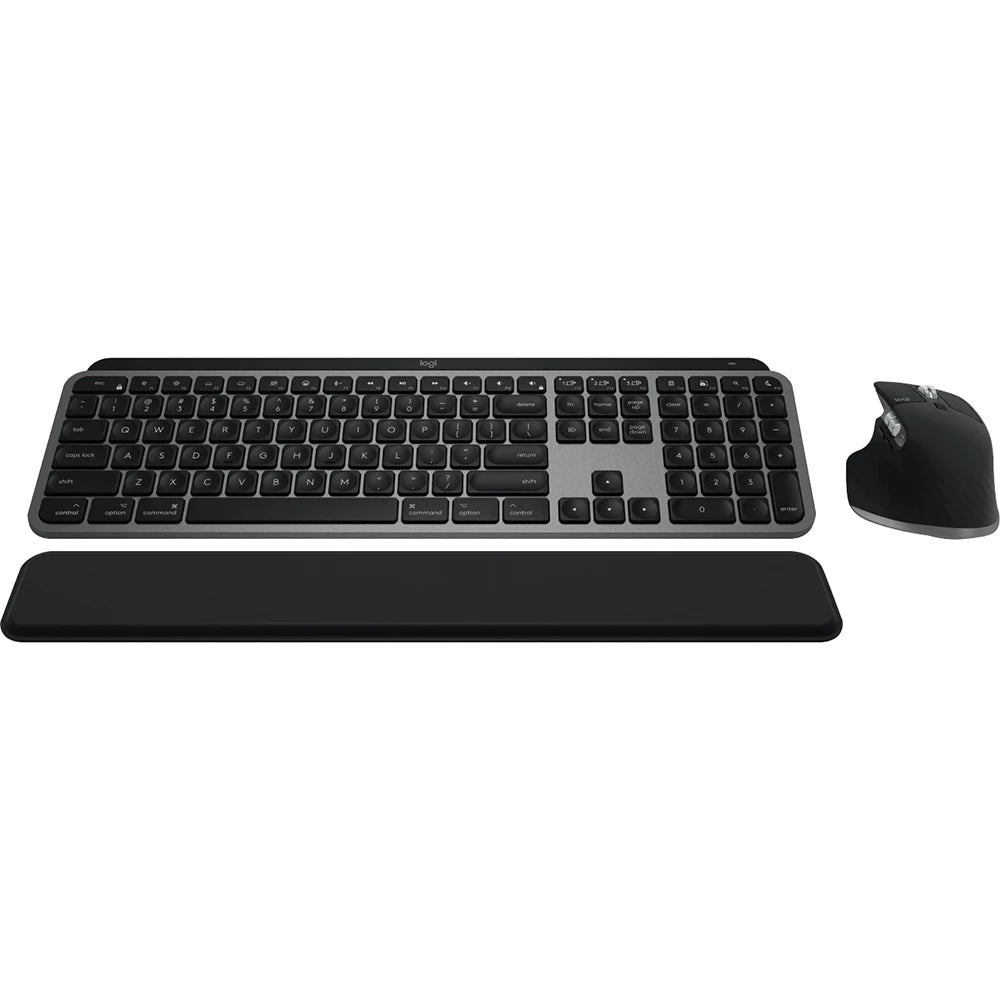 Logitech MX Keys S Combo for Mac, Wireless Keyboard, Mouse, Palm Rest - Space Grey