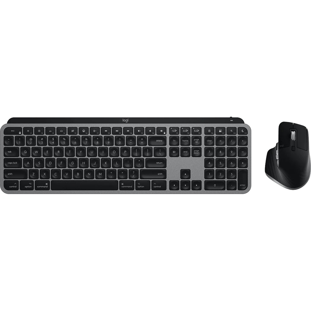 Logitech MX Keys S Combo for Mac, Wireless Keyboard, Mouse, Palm Rest - Space Grey