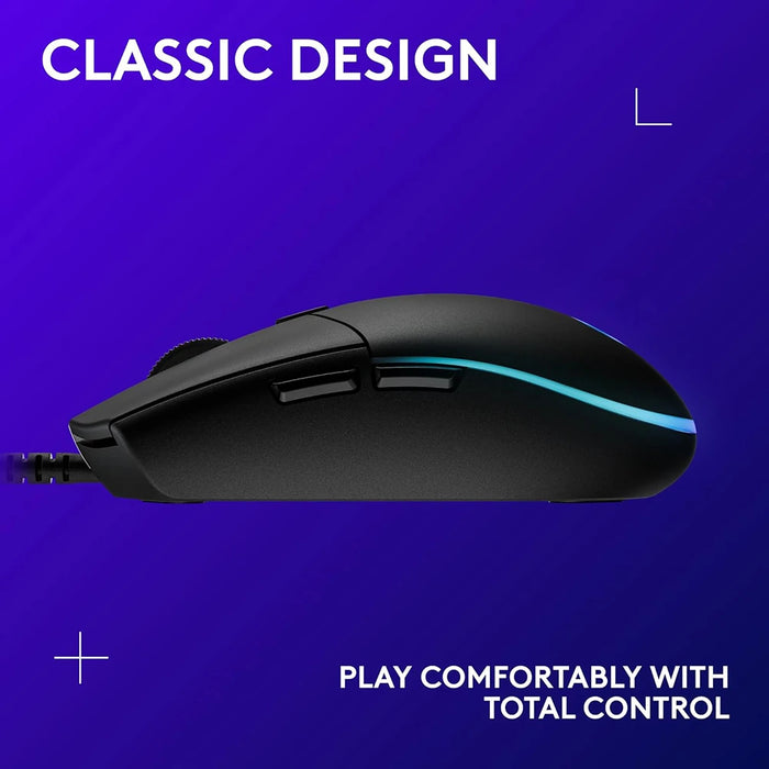 Logitech G203 Lightsync Wired Gaming Mouse in Black