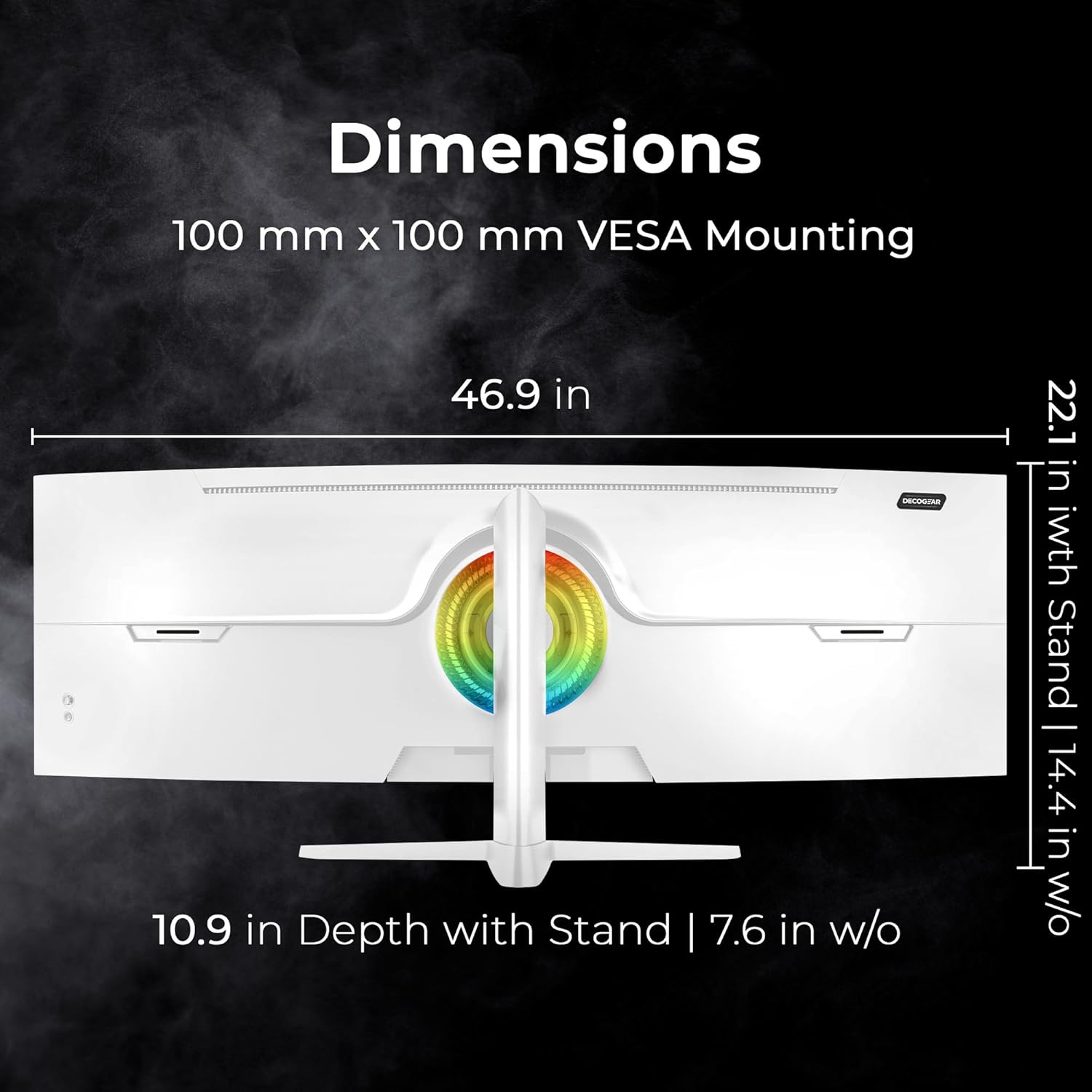 Deco Gear 49" White Curved 5K DQHD Ultrawide Gaming Monitor