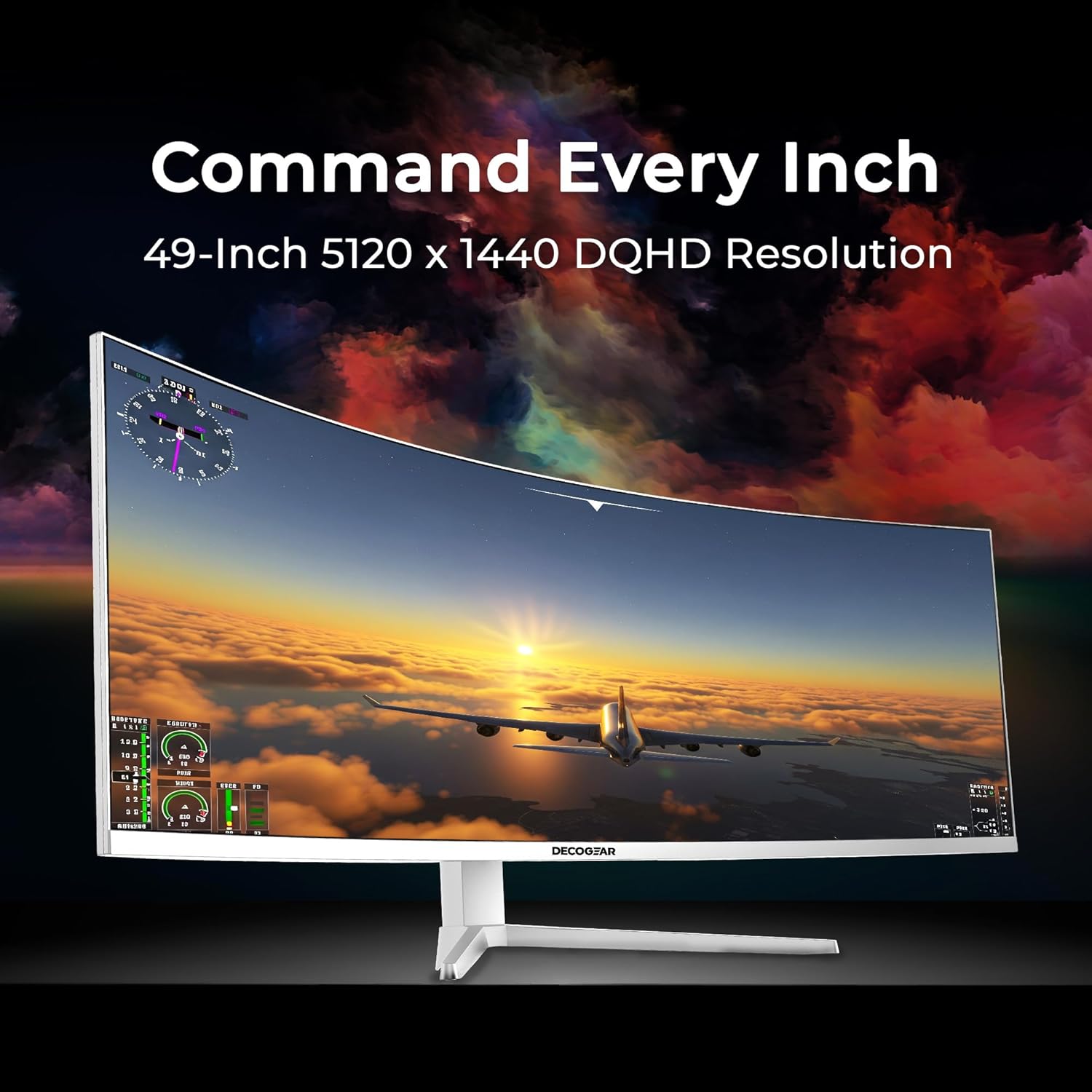 Deco Gear 49" White Curved 5K DQHD Ultrawide Gaming Monitor