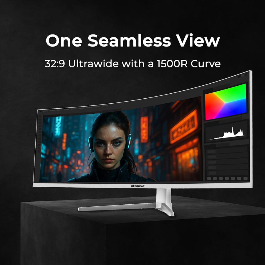 Deco Gear 49" White Curved 5K DQHD Ultrawide Gaming Monitor