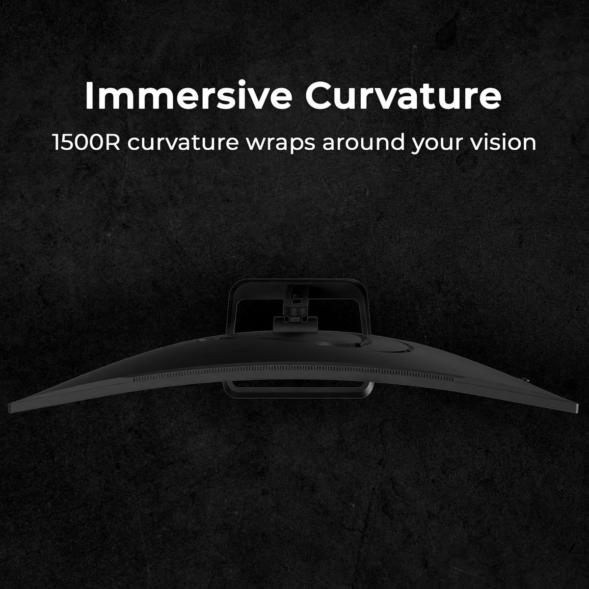 Deco Gear 34″ 180Hz Monitor, top view showing the 1500R curve and the stand