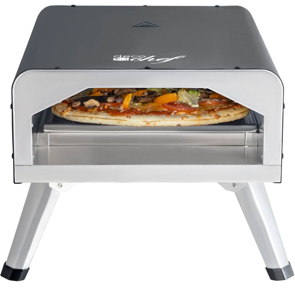 Deco Chef Electric Pizza Oven, 12-Inch Ceramic Stone and Grill, 1800W, Bakes up to 750 Degrees for Countertop Artisan Style Pizza, 13" Double Wall Stainless Steel
