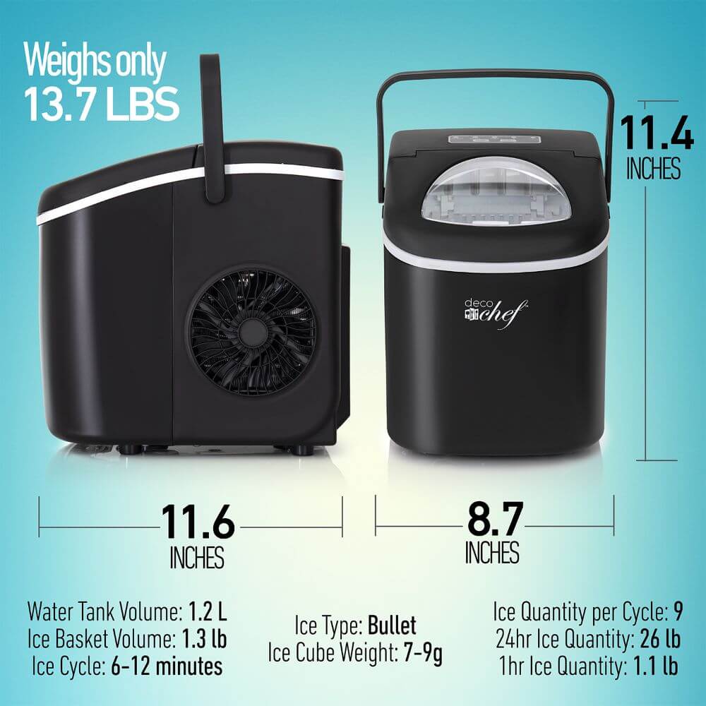 Compact and Portable Ice Maker, Black