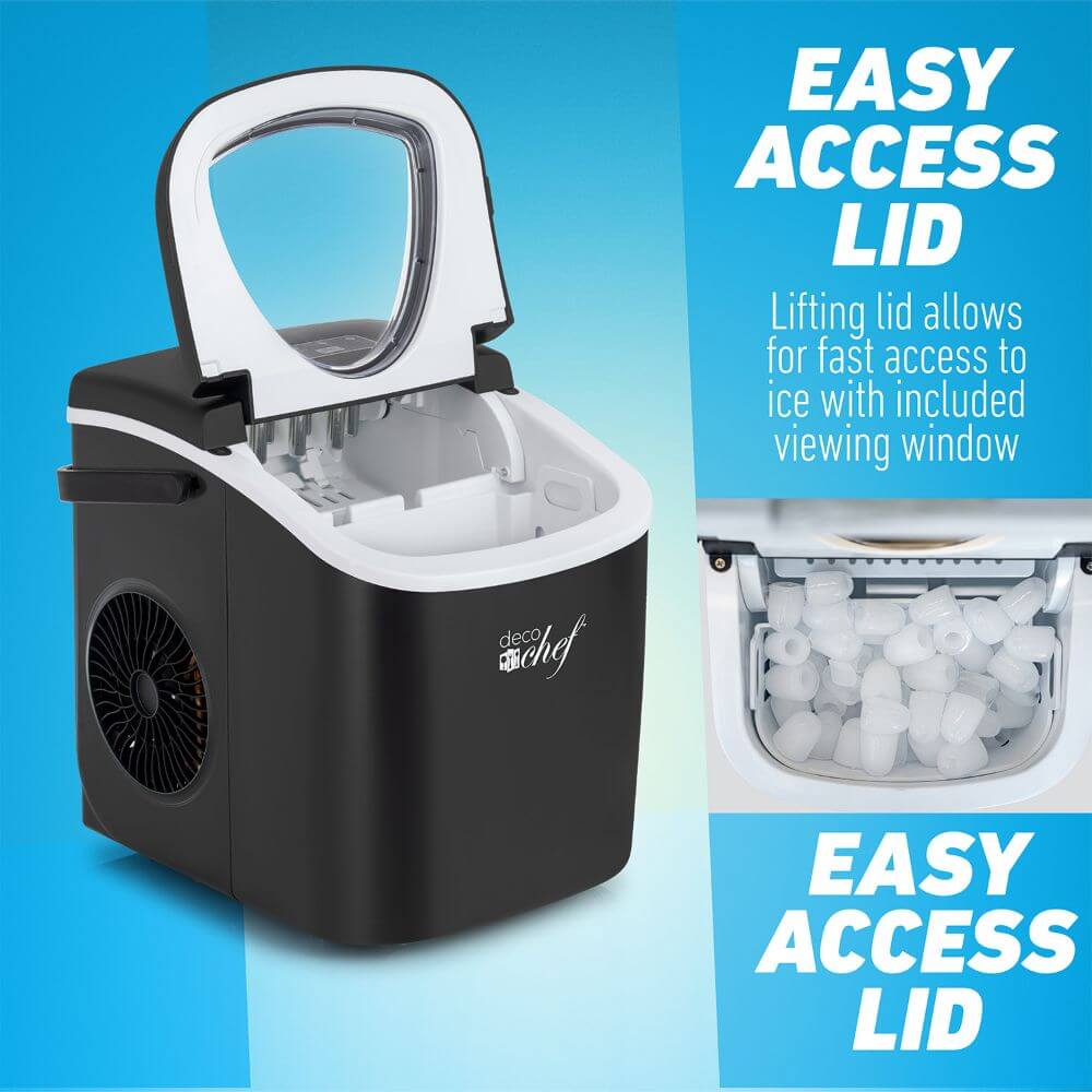 24hrs Portable Quick Cube Ice Machine Countertop Bullet Ice Maker 26lbs  Black