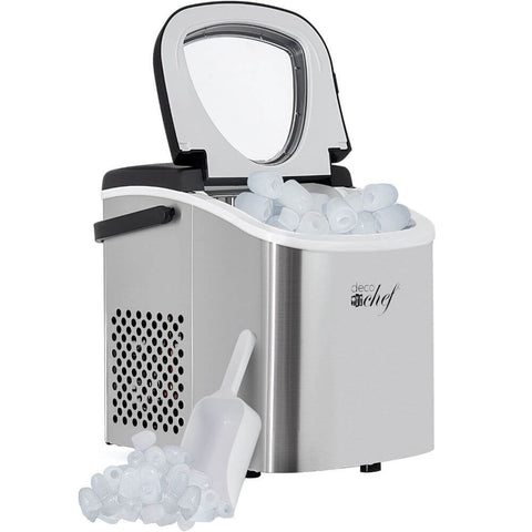 Deco Chef Compact Countertop Ice Maker 26LBs in 24HRs, 9 Ice Cubes in 6 Minutes (Stainless Steel)