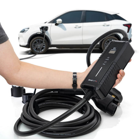 Deco Home Level 1/2 32A 240V Portable EV Charger, NEMA 14-50 and 5-15 Plugs, Tesla Adapter