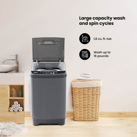 Deco Home Fully Automatic Portable Washing Machine 1.8 cu ft, 16lbs Capacity, 10 Programs