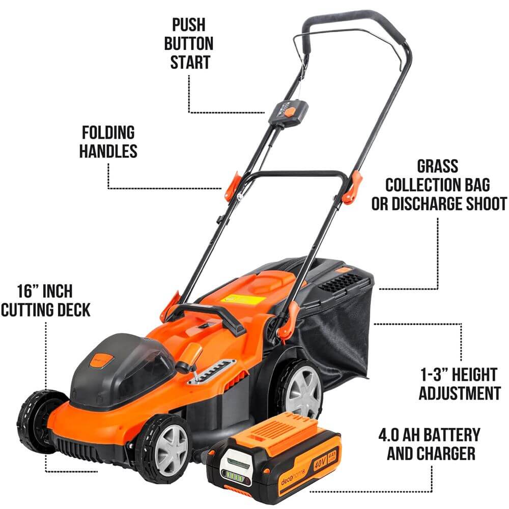 Deco Home Cordless Lawn Mower Features