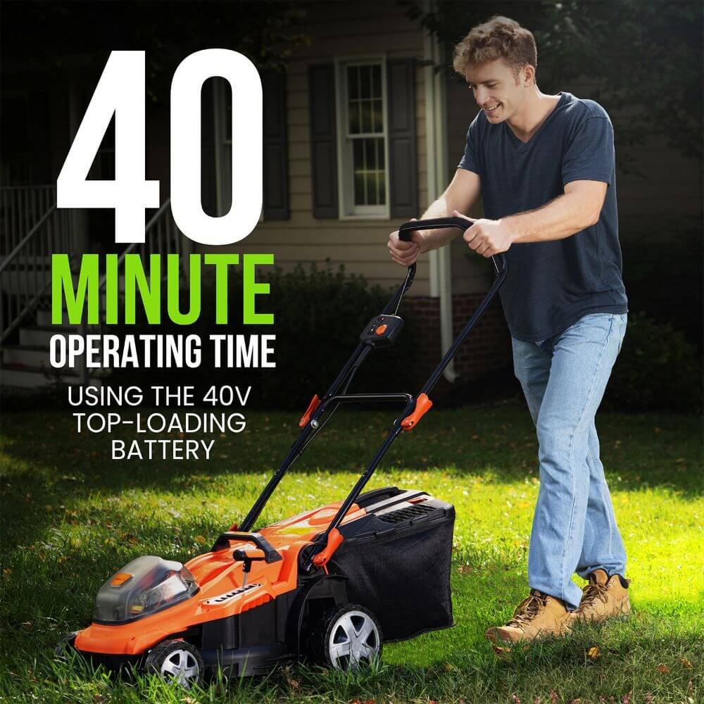 Deco Home Cordless Lawn Mower 16" Deck, 40V Battery, Push Start, 45L Grass Bag, Side Chute