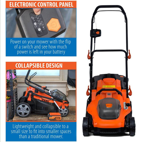 Deco Home Cordless Lawn Mower Push Start 16