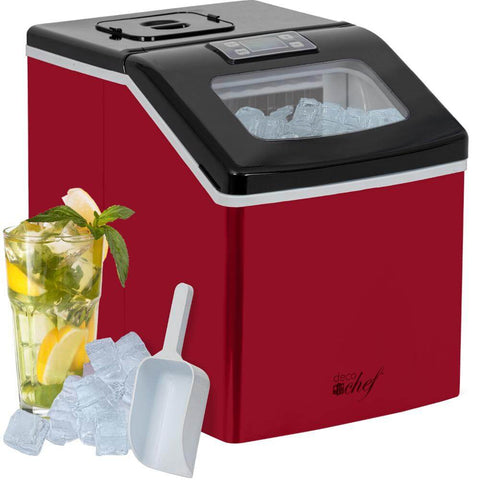Deco Chef 40LB Per Day Countertop Ice Maker 2.4lb of Ice Every 15-20 Minutes, Red