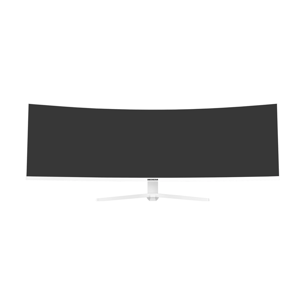 Deco Gear 49″ Curved Ultrawide White Monitor, front view, screen off