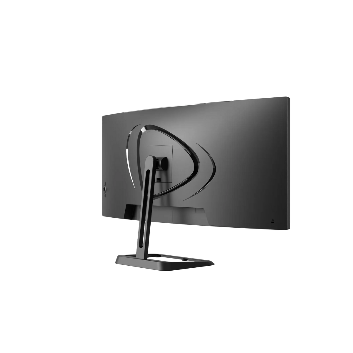 Deco Gear 34″ Business Monitor, rear three-quarter view showing the sculpted back and the stand