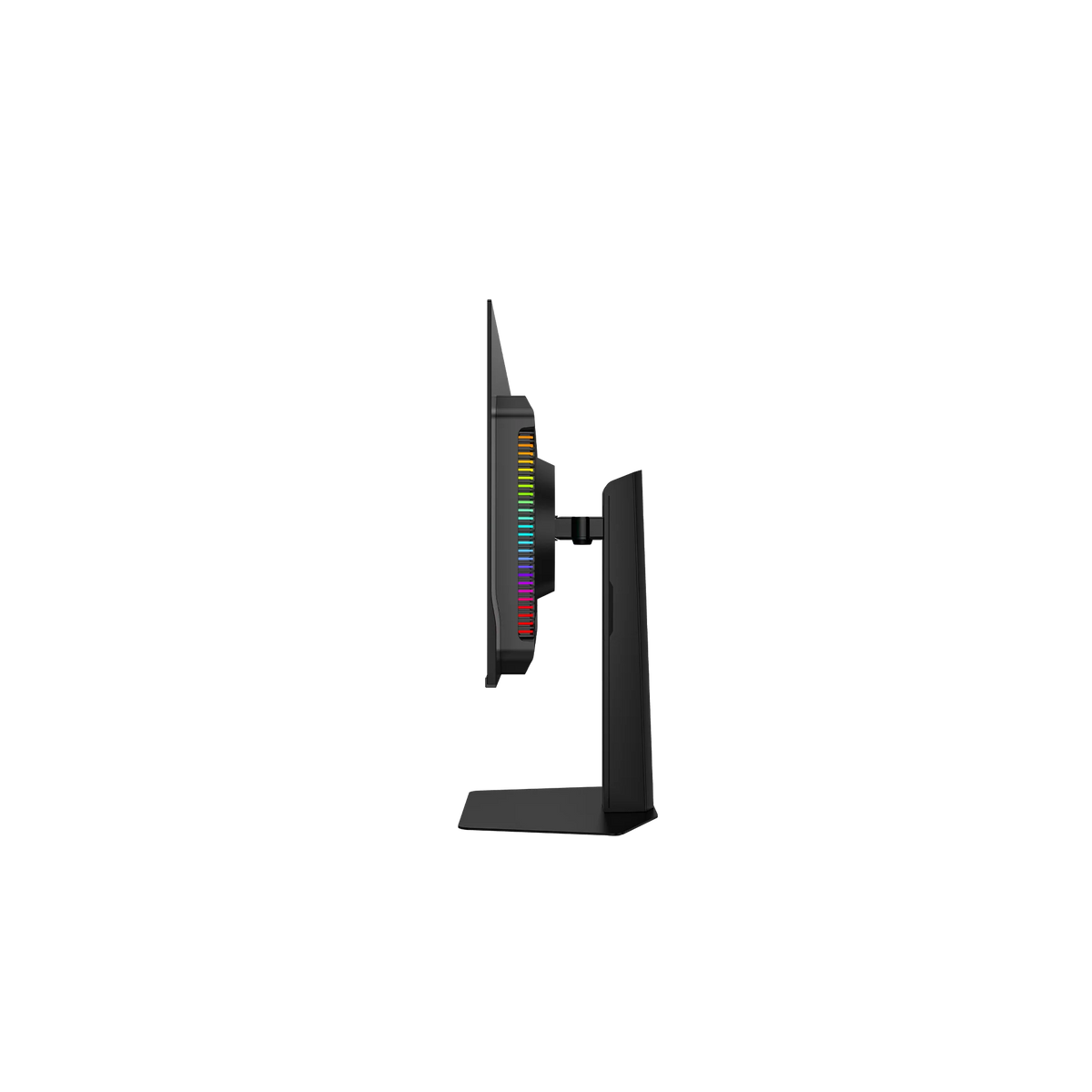 Deco Gear 27″ OLED Monitor, side view showing the thin panel, the rear housing and the stand