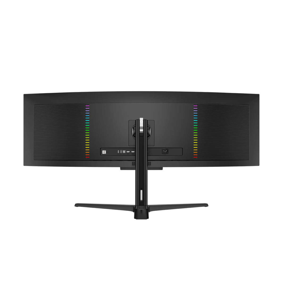 Deco Gear 49″ 240 Hz OLED Monitor, rear view with two vertical RGB light bars