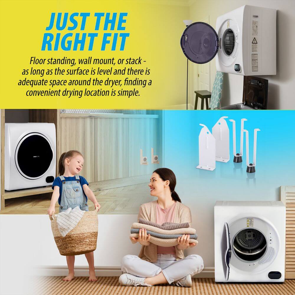 Deco Home 1400W Front Load Laundry Tumble Dryer with Stainless Steel Tub, Humidity Sensor - Deco Gear