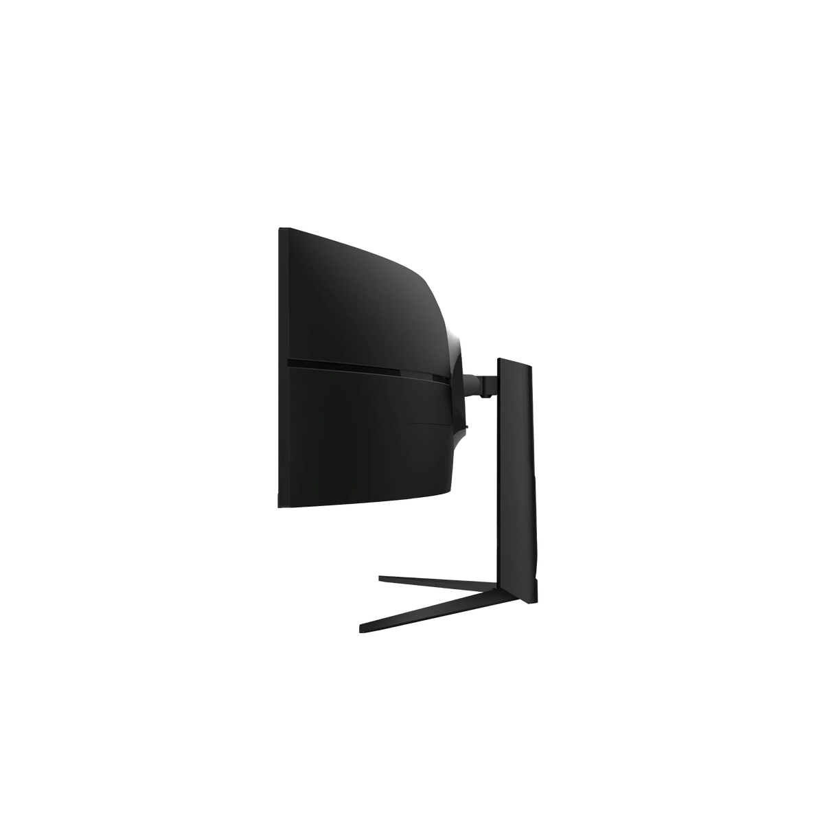 Deco Gear 49″ Curved 240Hz R1000 Monitor, side view showing the curve, the stand post and the base