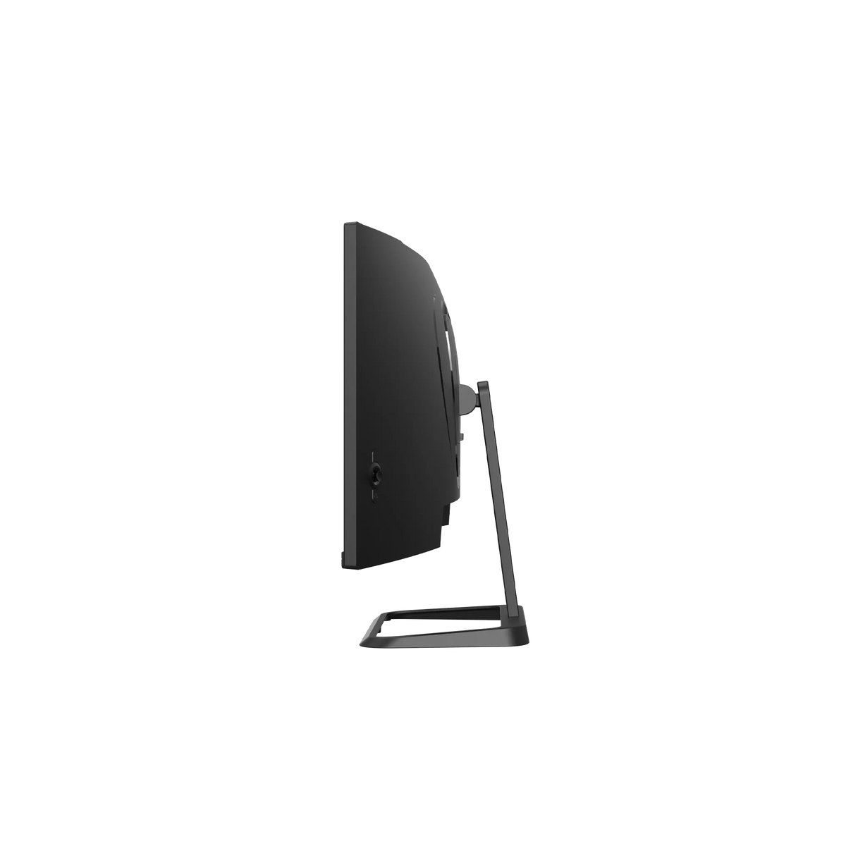 Deco Gear 34″ 180Hz Monitor, side view showing the slim curved panel and the stand