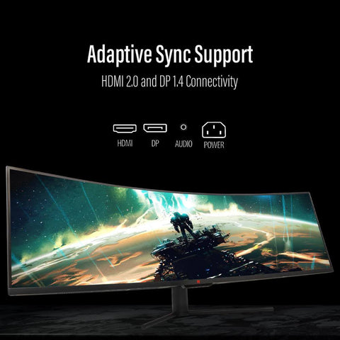 Deco Gear 49 Inch Curved Ultrawide E-LED Monitor, 32:9, 3840x1080, 144Hz, 3000:1