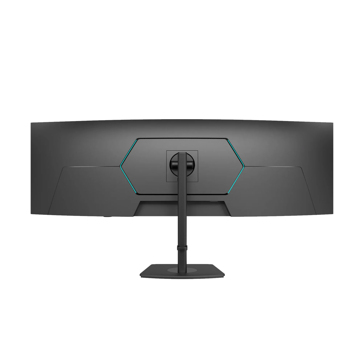 Deco Gear 49″ 165 Hz Monitor, rear view on its stand