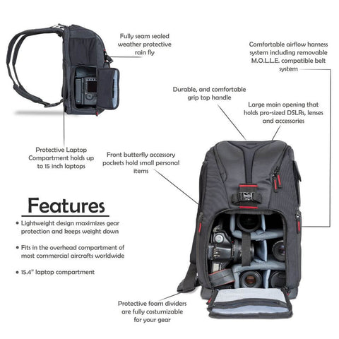Deco Gear DSLR Camera Backpack, Customizable Compartments for Cameras, Lenses, Accessories & Laptop, Weather Protective, Perfect for Canon Nikon & Sony Photographers (Can Also Turn Into Sling Bag) - DecoGear