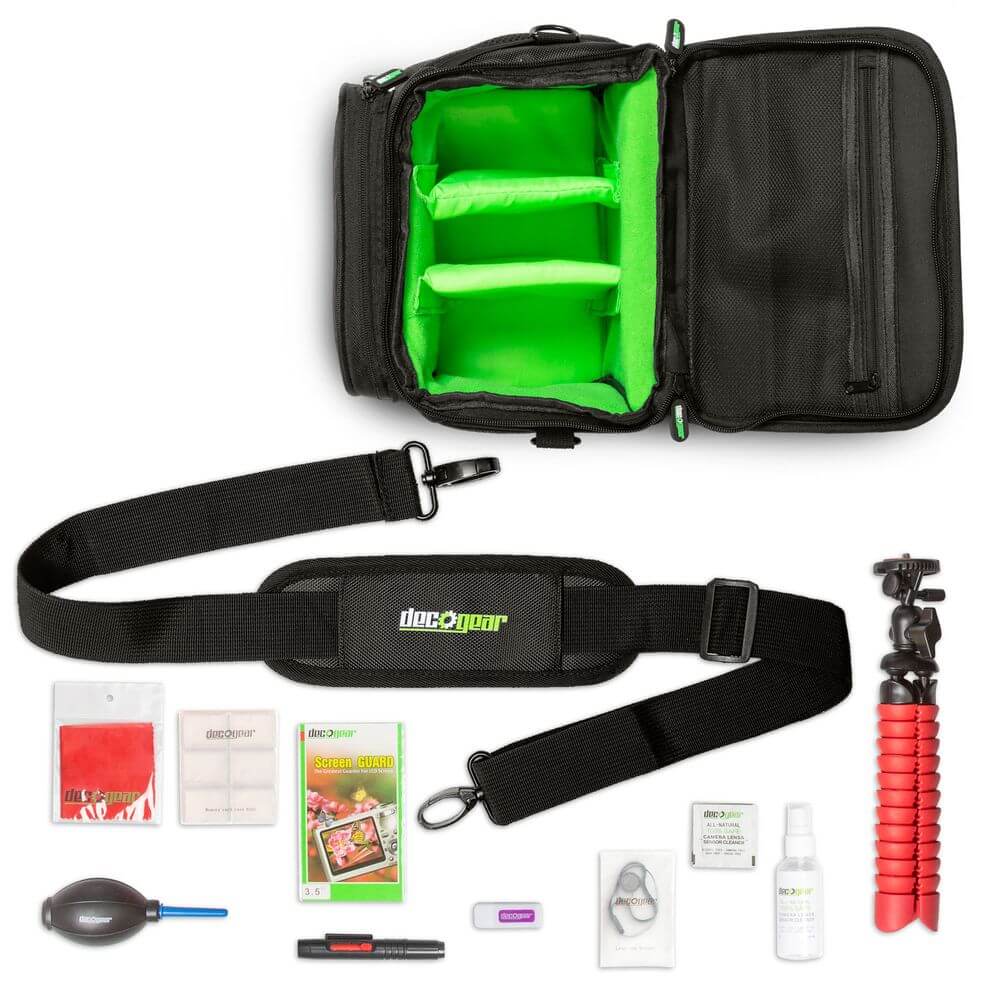 Deco Gear Protective Pro Designed Camera Bag for DSLR and Mirrorless Cameras Includes Bonus Photo Accessories (Medium) - DecoGear