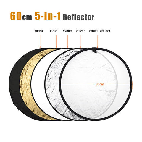 5-in-1 Collapsible Multi-Disc Light Reflectors (23"/60cm) - DecoGear
