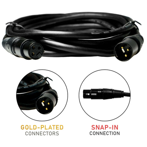 10' XLR Male to XLR Female 16AWG Gold Plated Cable - DecoGear