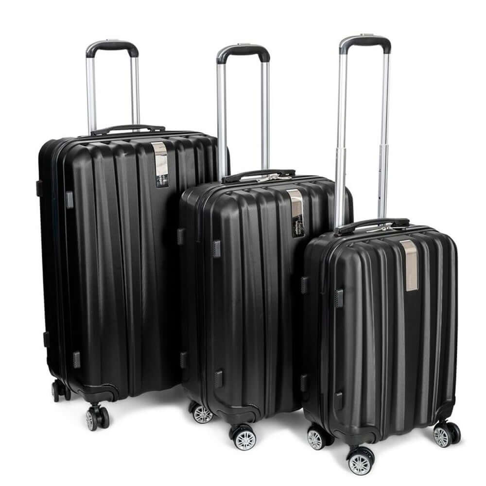 Deco Gear Platinum Voyager Series - 3 Piece Hardside Spinner Luggage Set (Black)(20",24",28") - DecoGear