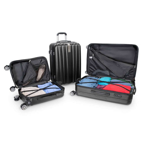 Travel Elite Series 3pc Hardside Spinner Luggage Set Black – Deco Gear