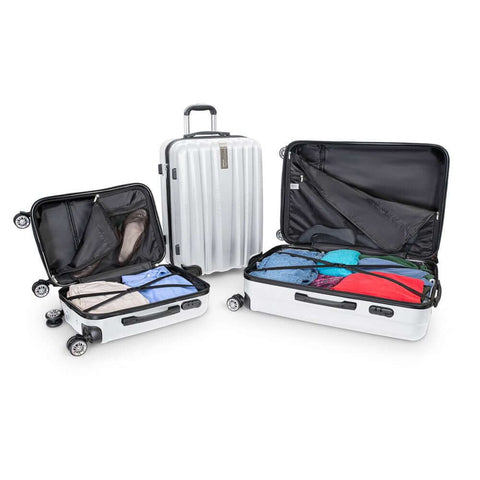 Deco Gear Platinum Voyager Series - 3 Piece Hardside Spinner Luggage Set (Silver)(20",24",28") - DecoGear