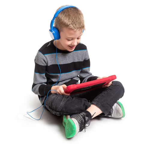 Deco Gear Kids Doodle Foldable Over-Ear Coloring Headphones with Children's Safe Ears Volume Limiter Includes Bonus Crayons (Blue) - DecoGear