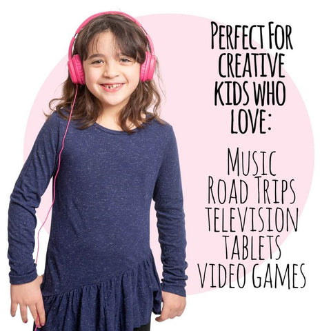 Deco Gear Kids Doodle Foldable Over-Ear Coloring Headphones with Children's Safe Ears Volume Limiter Includes Bonus Crayons (Pink) - DecoGear