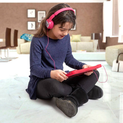 Deco Gear Kids Doodle Foldable Over-Ear Coloring Headphones with Children's Safe Ears Volume Limiter Includes Bonus Crayons (Pink) - DecoGear