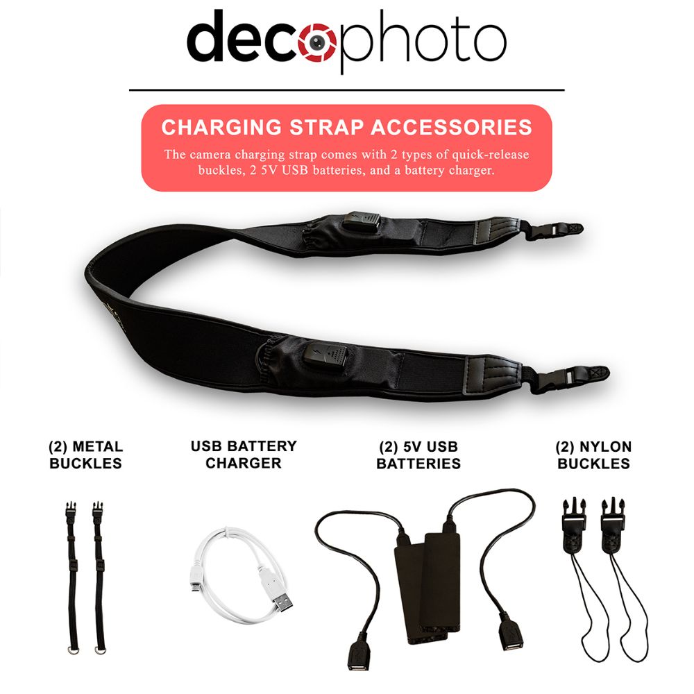 Deco Photo Camera Power Strap with Built In 2600 mAh Camera Charging Banks - Deco Gear