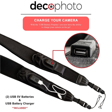 Deco Photo Camera Power Strap with Built In 2600 mAh Camera Charging Banks - Deco Gear