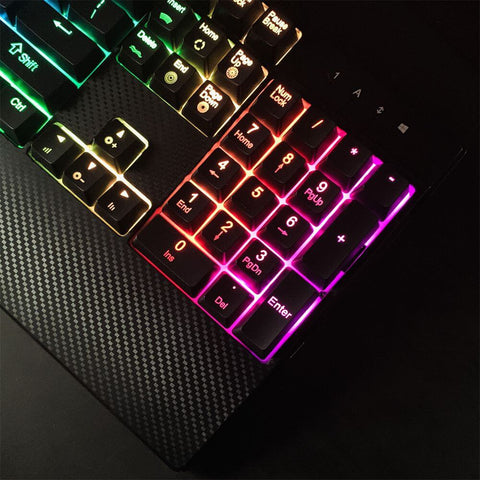 Deco Gear Mechanical Gaming Keyboard | Anti-Ghosting | Ergonomic Fixed Palm Rest | Full Customizable RGB Backlit | Carbon Fiber Design | Outemu Blue Switch | Wired | Black - DecoGear