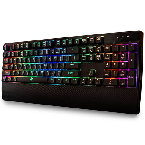 Deco Gear Mechanical Gaming Keyboard | Anti-Ghosting | Ergonomic Fixed Palm Rest | Full Customizable RGB Backlit | Carbon Fiber Design | Outemu Blue Switch | Wired | Black - DecoGear